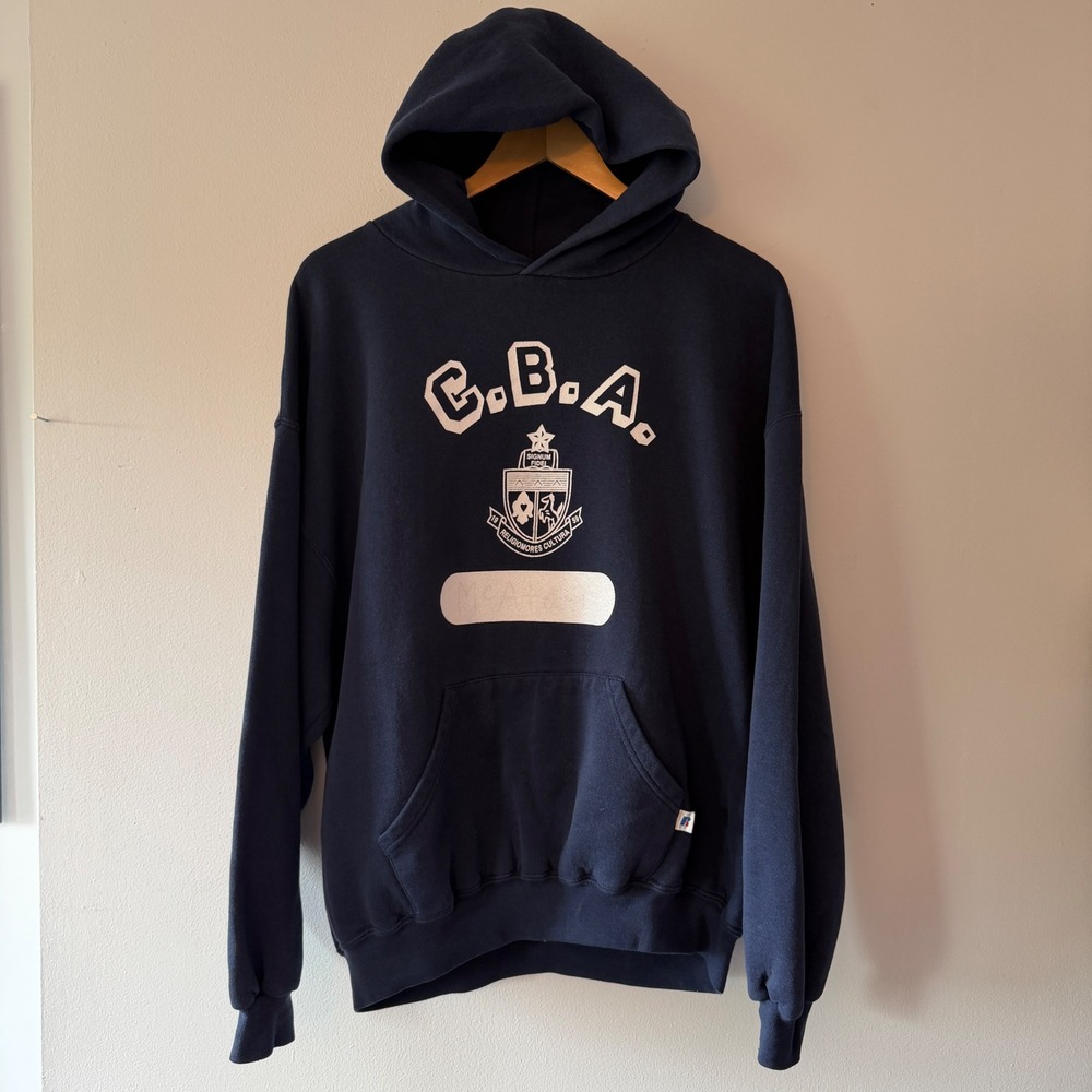 Russell Athletic Mens CBA Crest Graphic Pullover Hoodie Navy Blue XL
